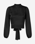 SATIN BOW TOP ZWART