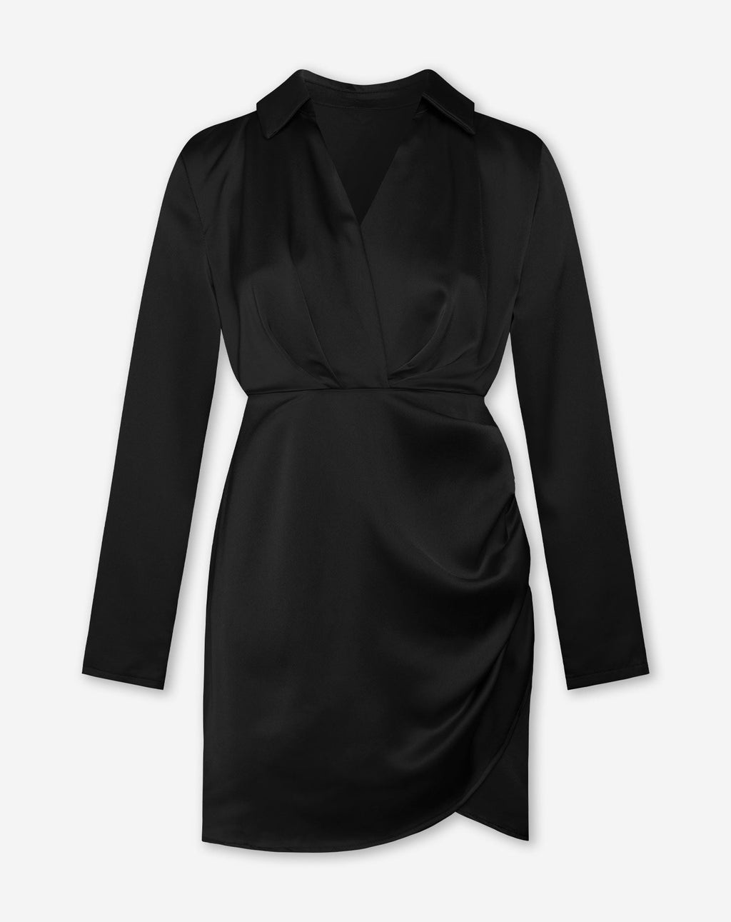 XELLY SATIN DRESS ZWART