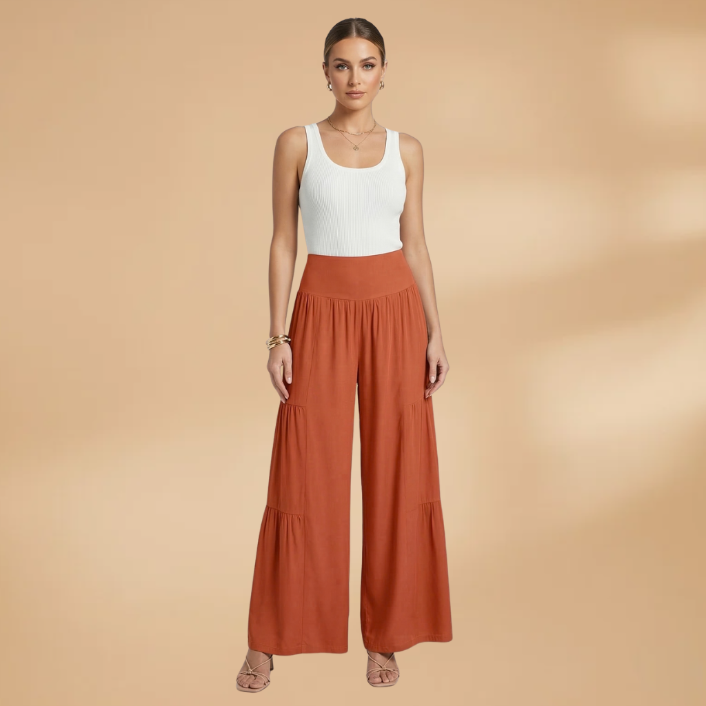 Women's Wide-Leg Trousers with High Waist and Flowy Fit