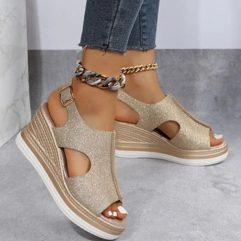 Molly | Women's Shimmer Platform Wedge Sandal