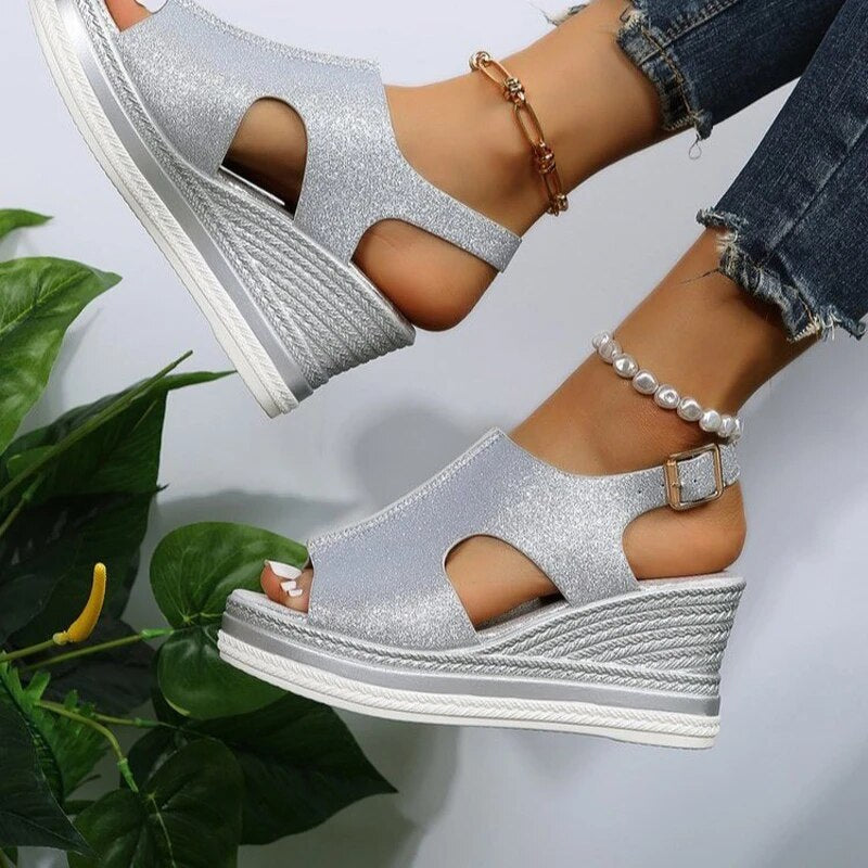 Molly | Women's Shimmer Platform Wedge Sandal