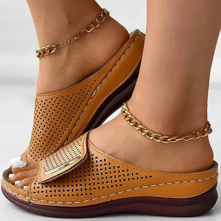June | Women's Elegant Velcro Wedge Sandal