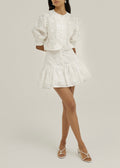 Laney 3D Floral Appliqué Skort | Island White