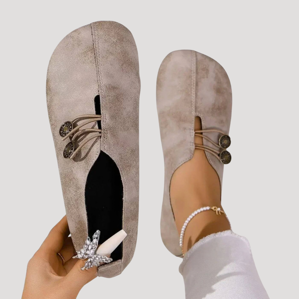 Women’s Comfort Button Slip-On Shoes – Casual Flat Walking Shoes