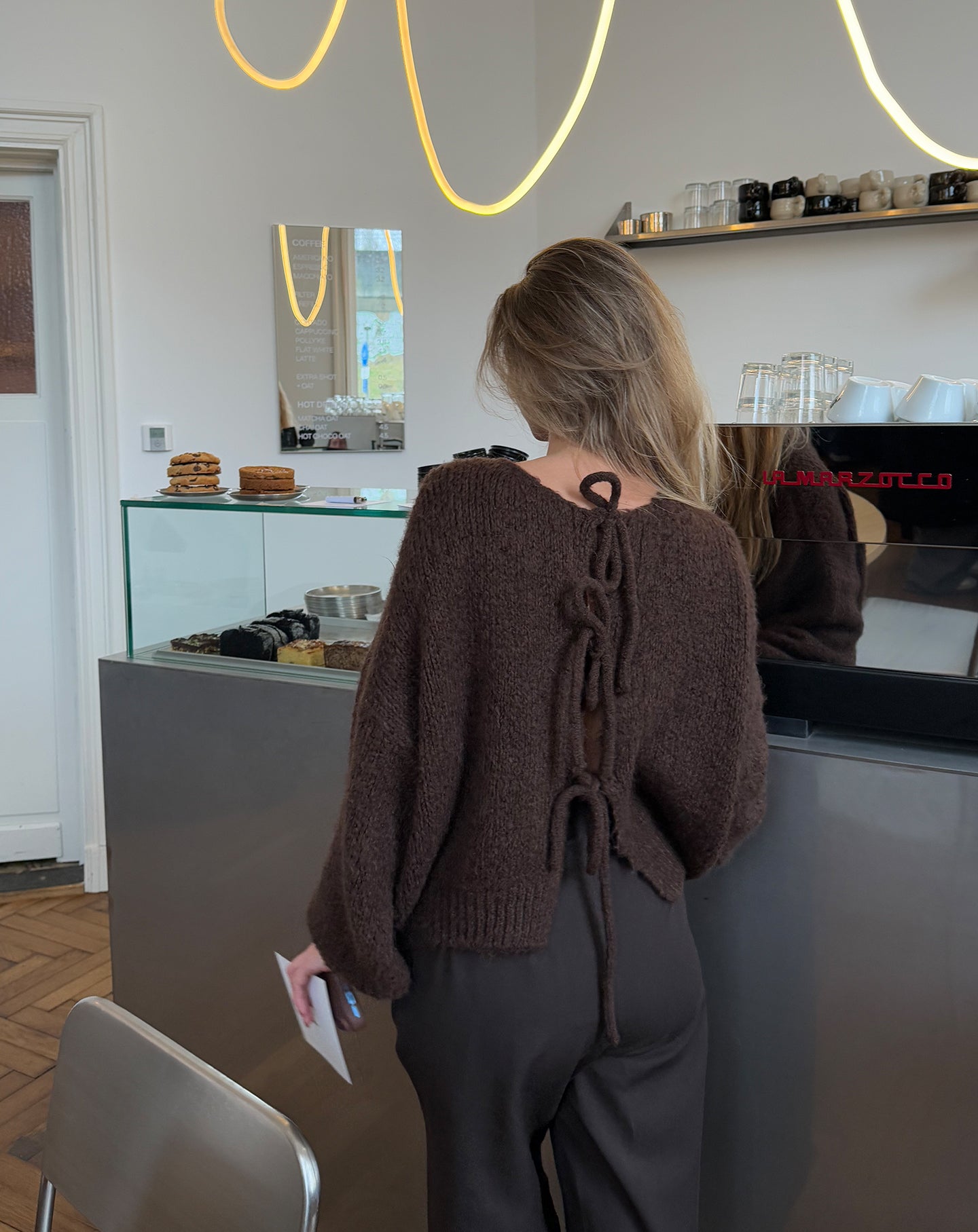Strikdetail cardigan met knoopsluiting