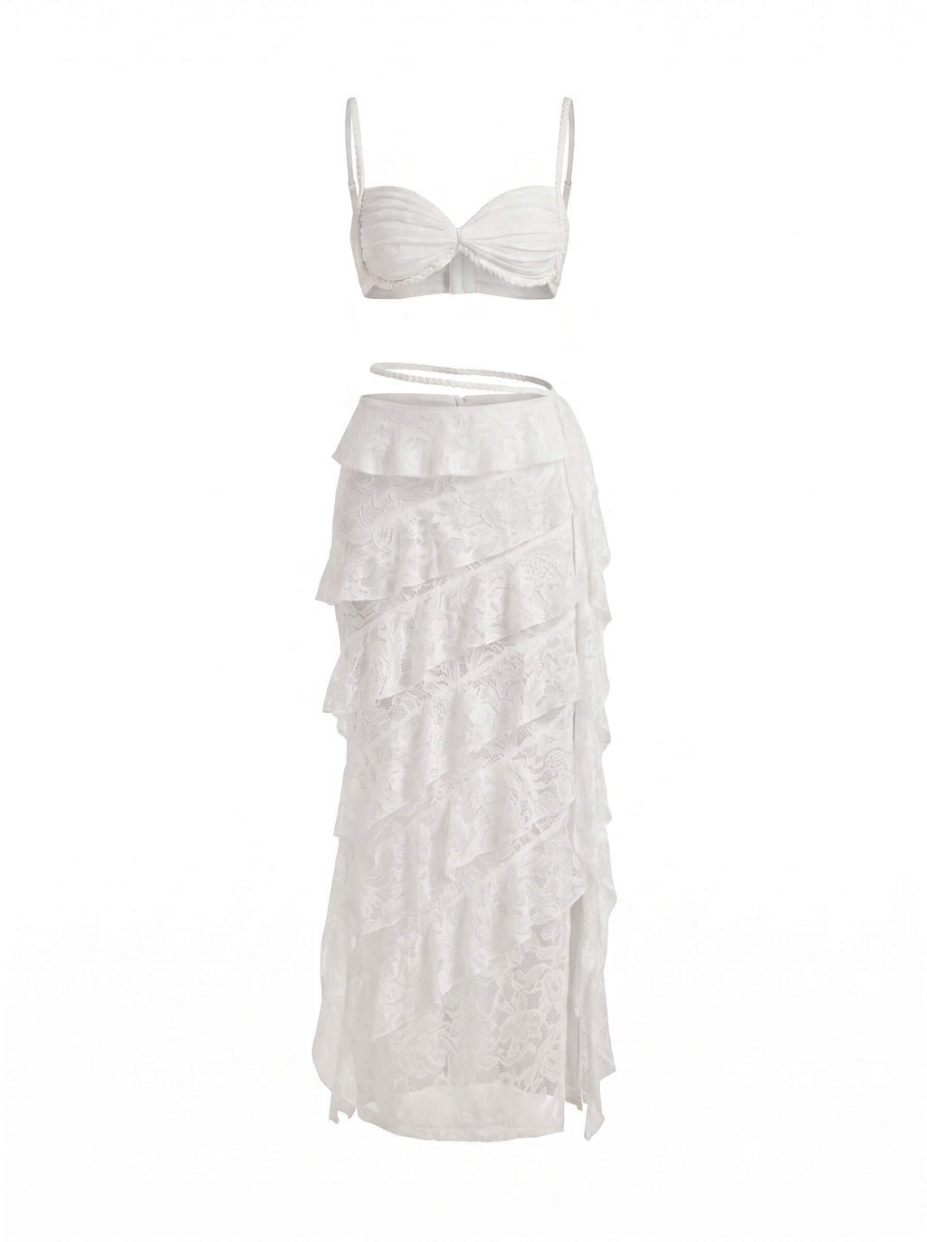 Women’s Twist Top and Lace-Look Maxi Skirt Set