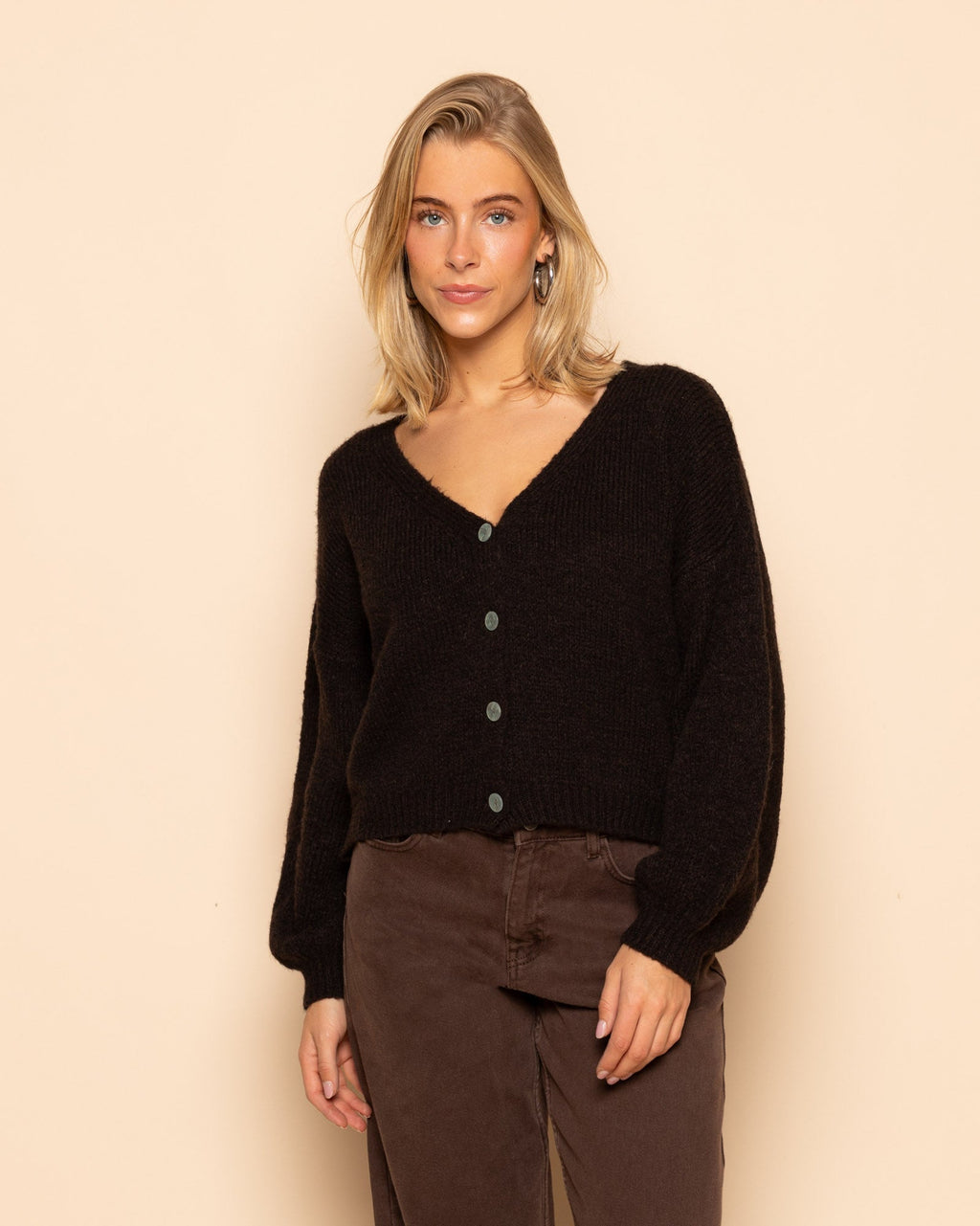 Gebreide cardigan met v-hals voor dames