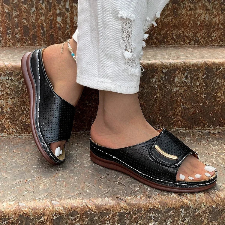 June | Women's Elegant Velcro Wedge Sandal