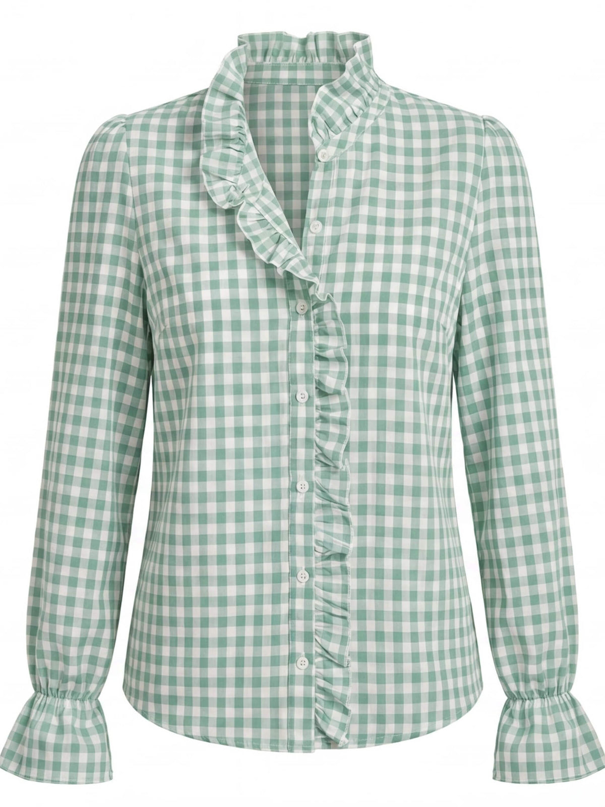 Women’s checked blouse with ruffled details