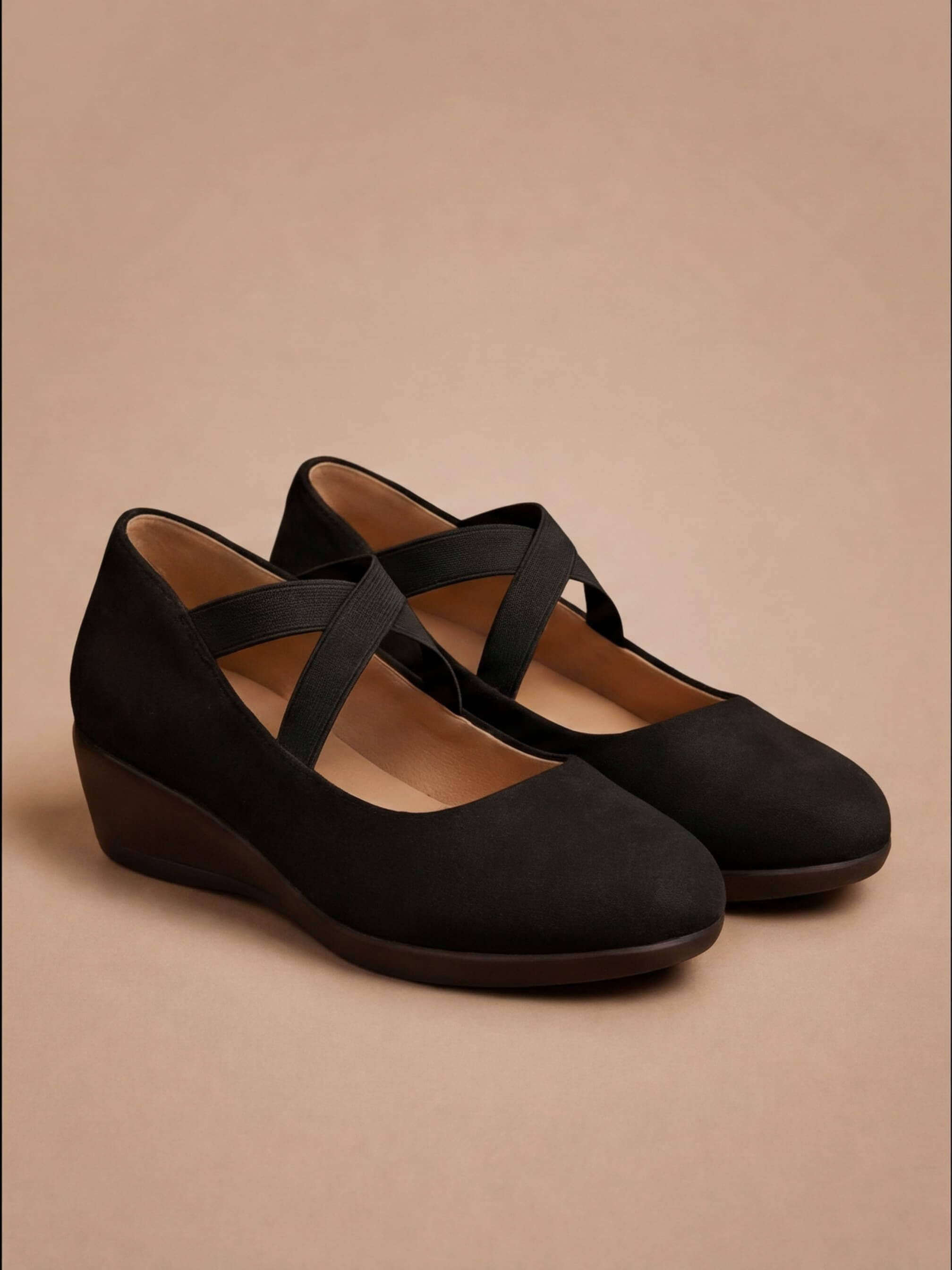 Women’s Shoes – Comfortable Wedge Heels with Cross-Strap Design