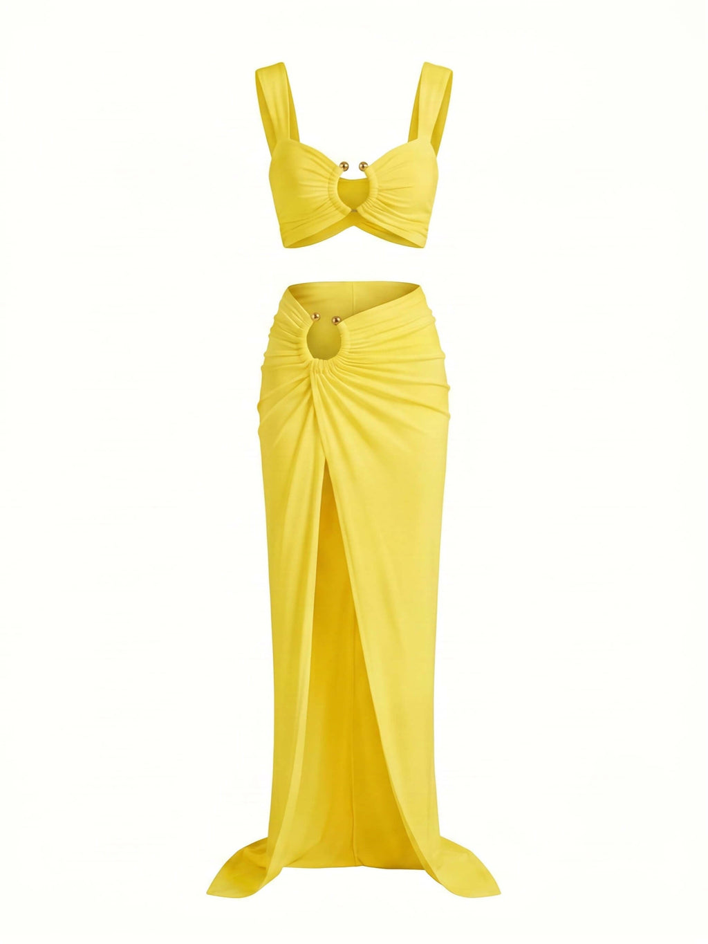 Women’s Ruched Cut-Out Bikini Skirt Set
