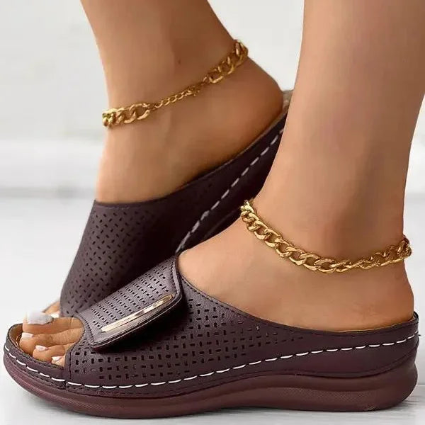 June | Women's Elegant Velcro Wedge Sandal