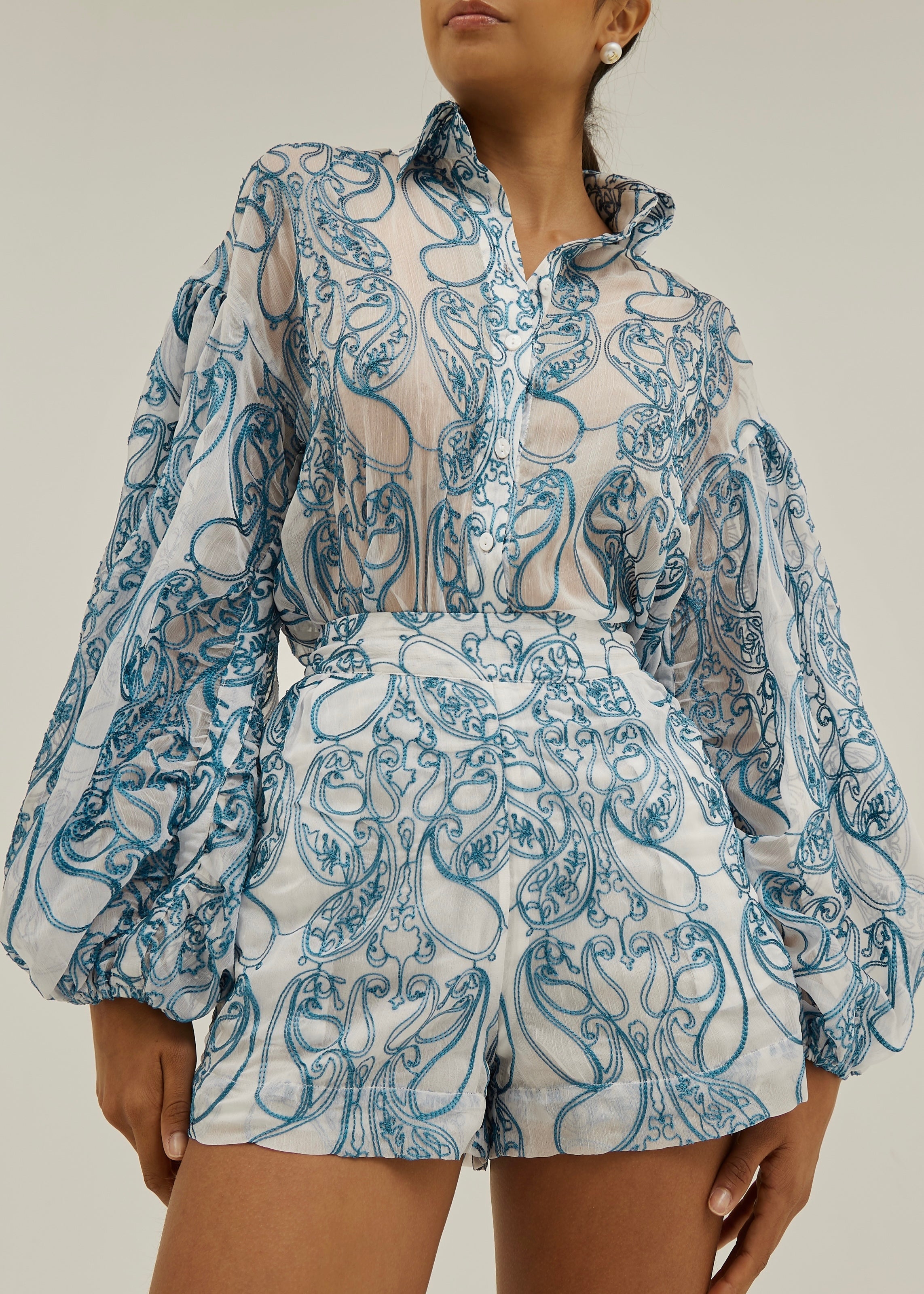 Estella Embroidered Shorts | Blue