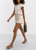 Juliana Day Shorts With Contrast Trim | Beige & Black