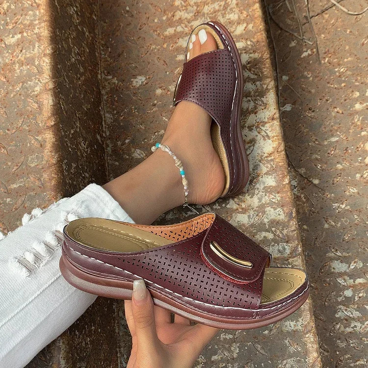 June | Women's Elegant Velcro Wedge Sandal