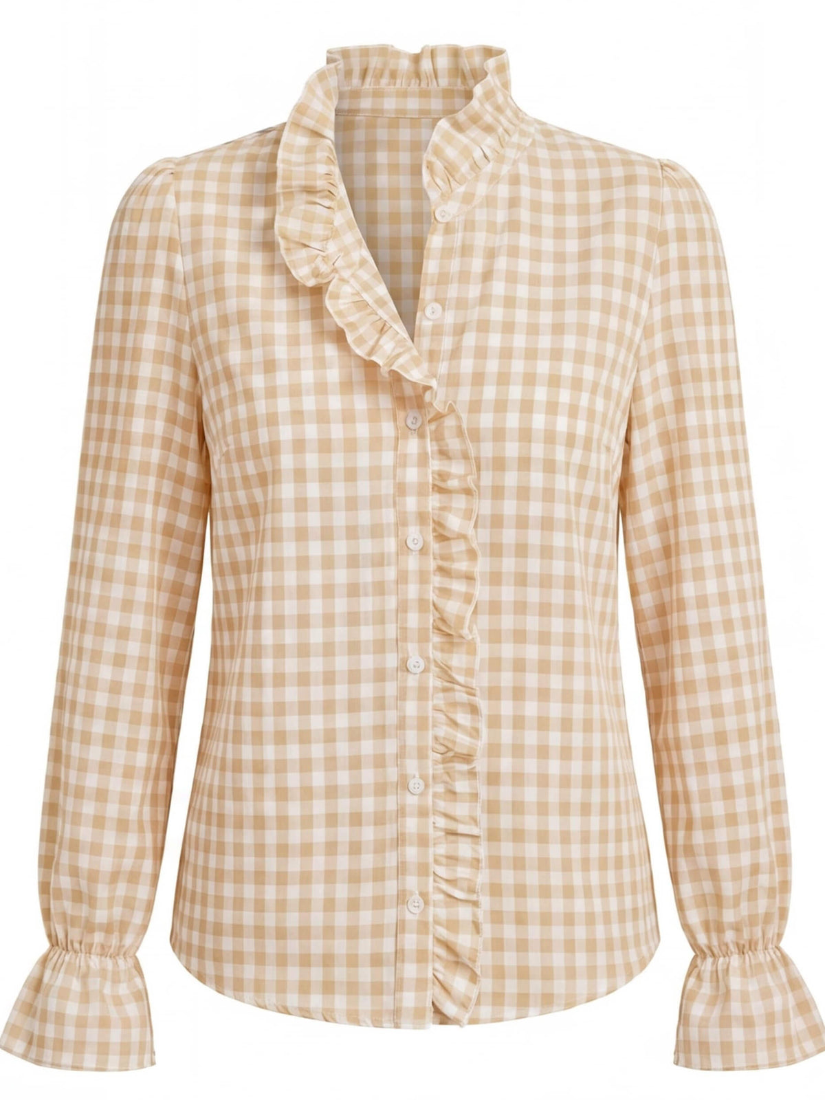 Women’s checked blouse with ruffled details