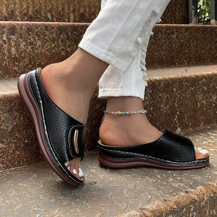 June | Women's Elegant Velcro Wedge Sandal