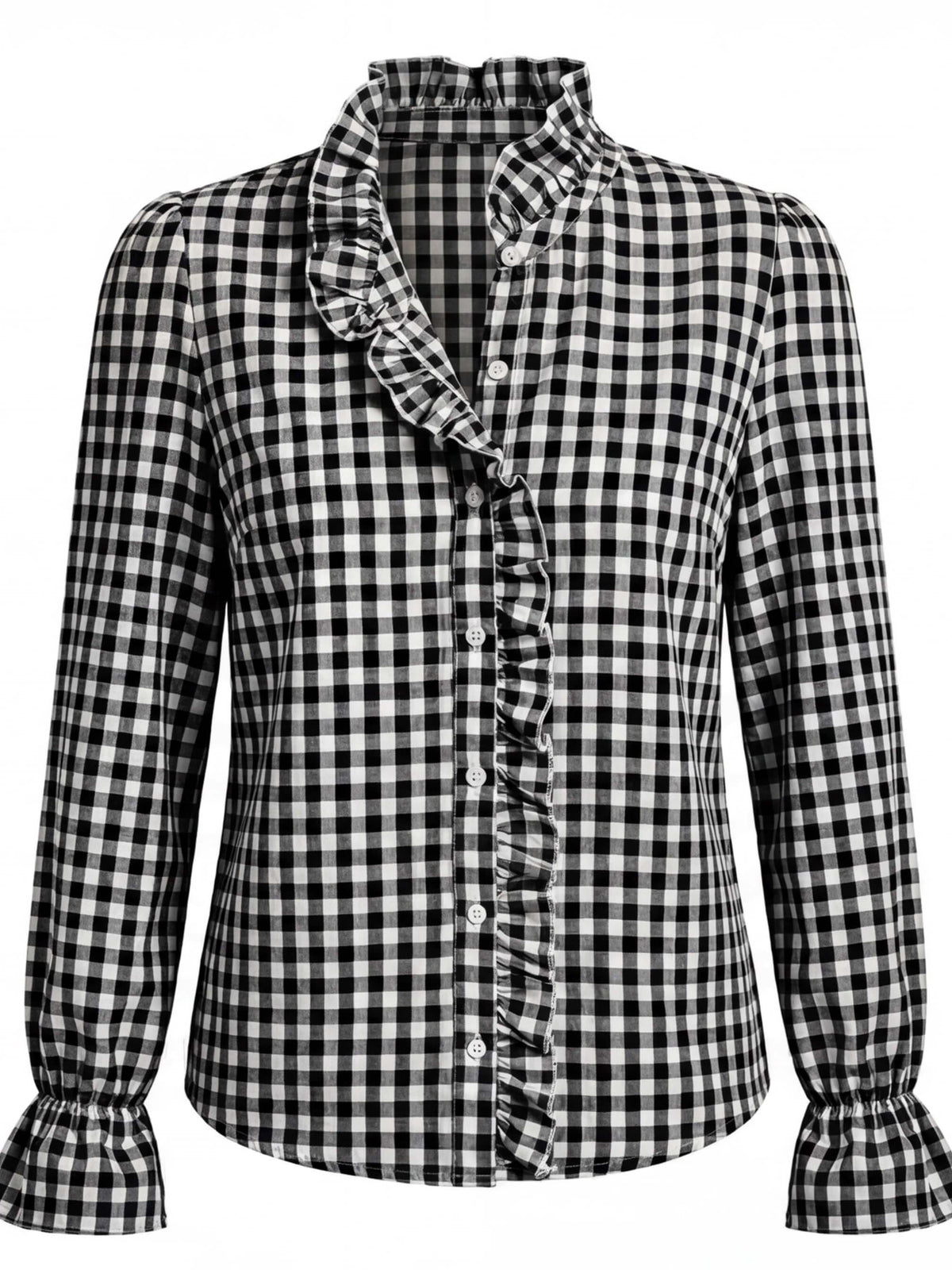 Women’s checked blouse with ruffled details