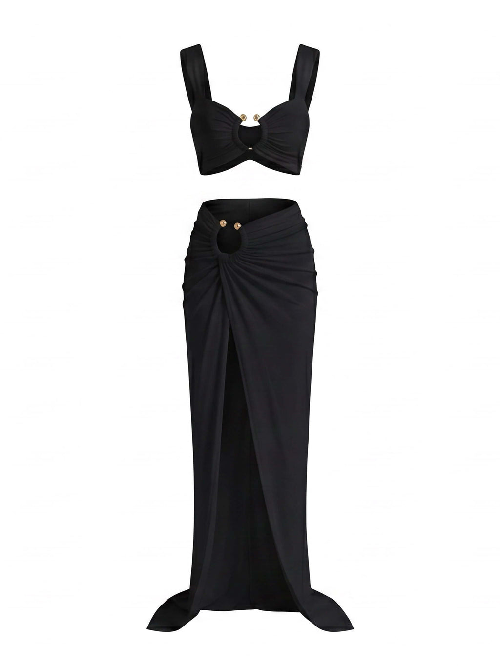 Women’s Ruched Cut-Out Bikini Skirt Set