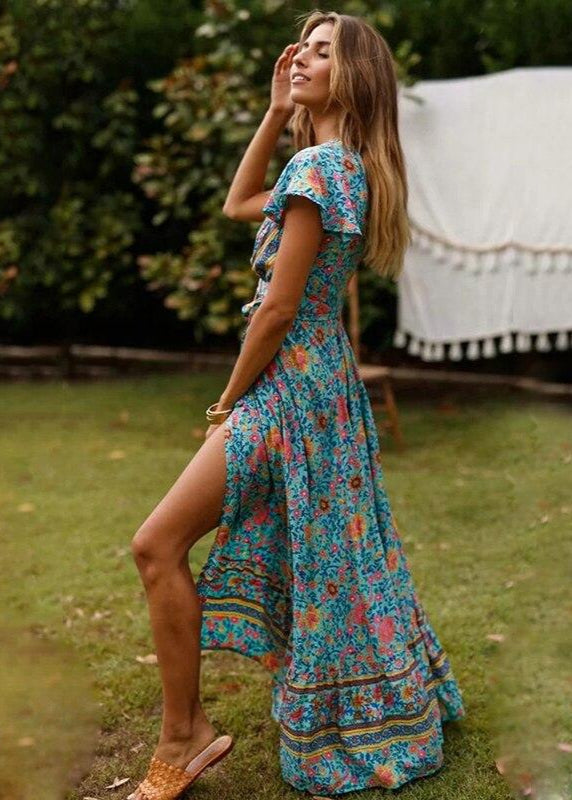 Robe Longue Échancrée Bohème