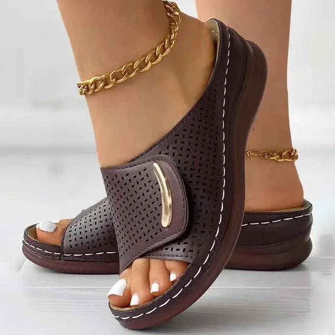 June | Women's Elegant Velcro Wedge Sandal