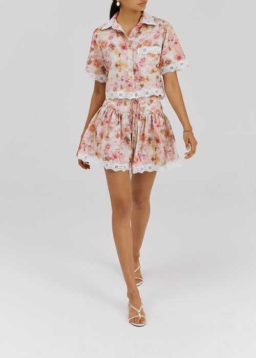 Anna Floral & Lace Skort | Pink
