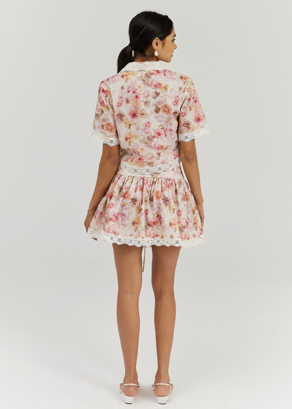 Anna Floral & Lace Skort | Pink