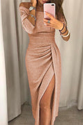 Dames Off-Shoulder Galajurk – Chique Avondjurk met Elegante Split