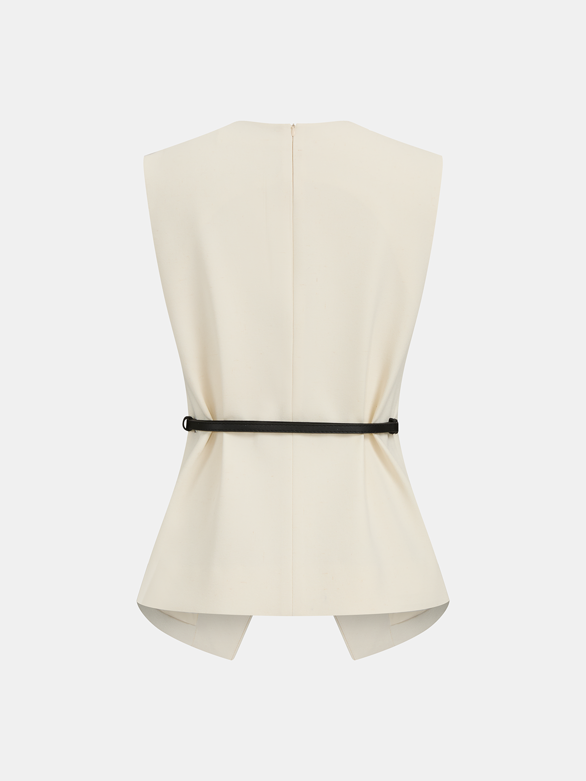 Semi-Sheer Sleeveless Belted Top & Pleated Pants Set