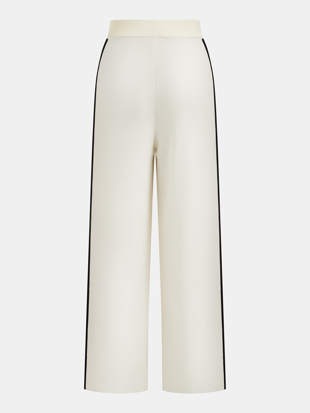Contrast Piping Knit Vest & Wide-Leg Pants Set