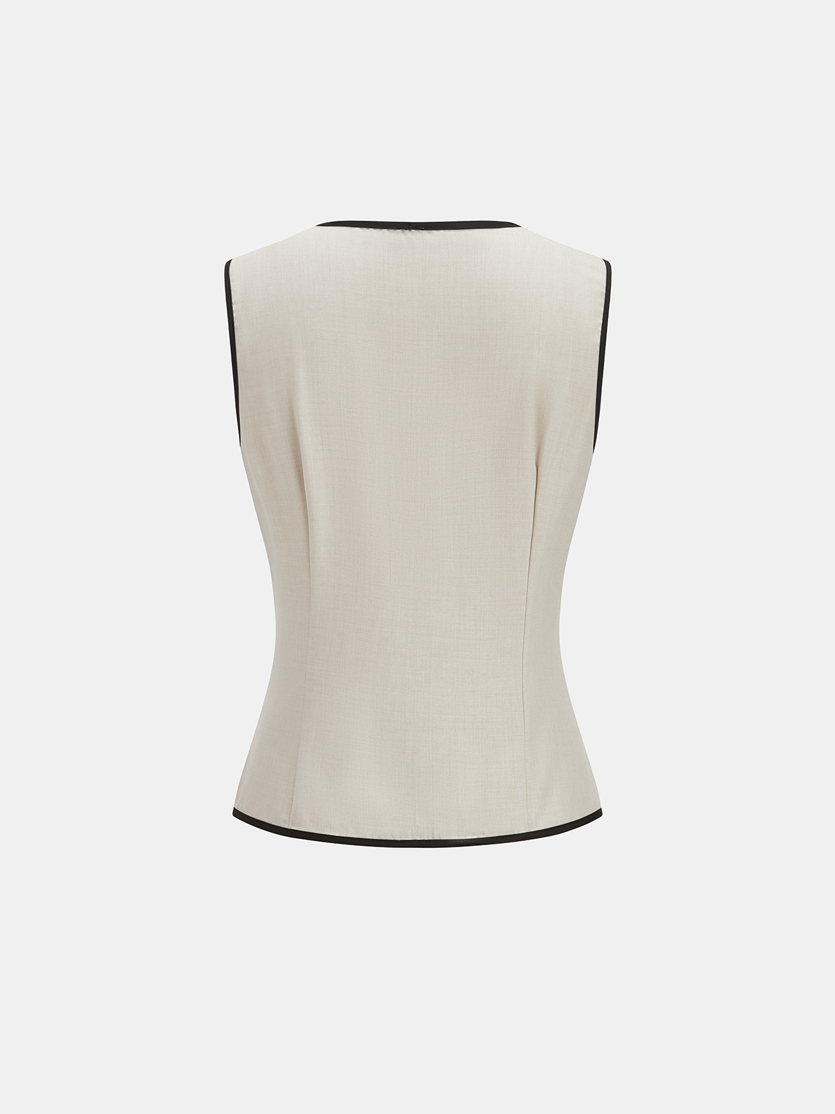 Contrast Piping Vest & Wide-Leg Pants Set