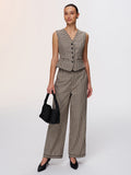 Plaid Vest & Wide Leg Pants Set