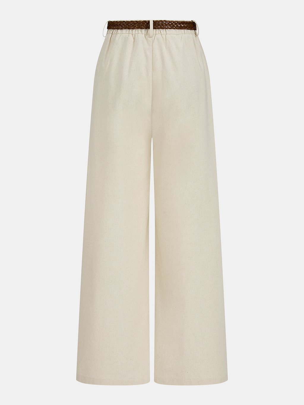 Linen-Blend Crop Top & Belted Pleated Pants Set