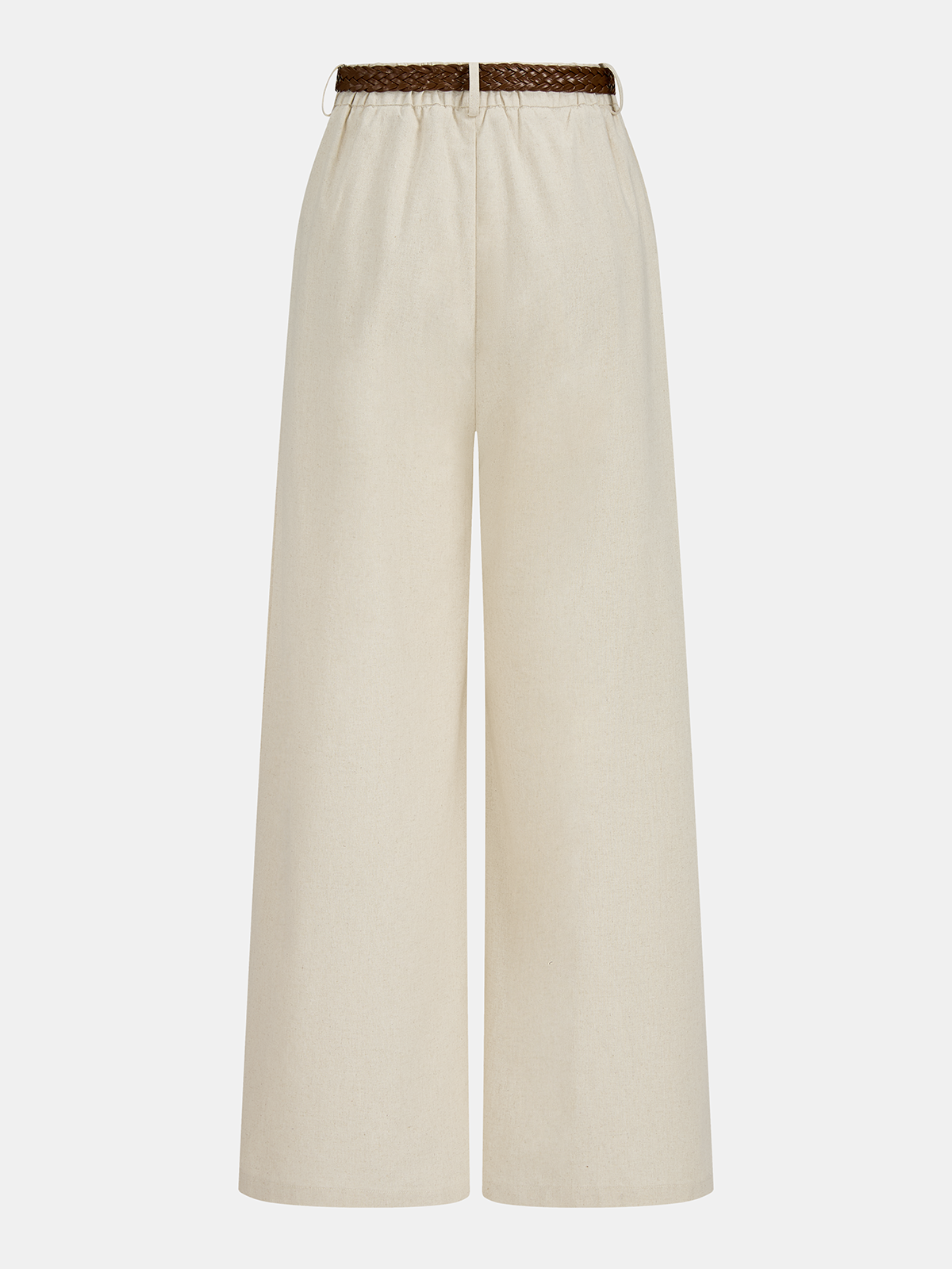 Linen-Blend Crop Top & Belted Pleated Pants Set