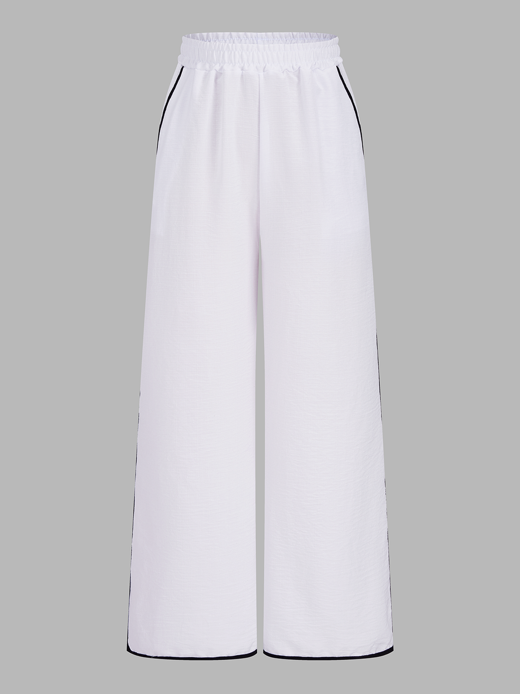 Contrast Trim Top & Elastic Waist Pants Set