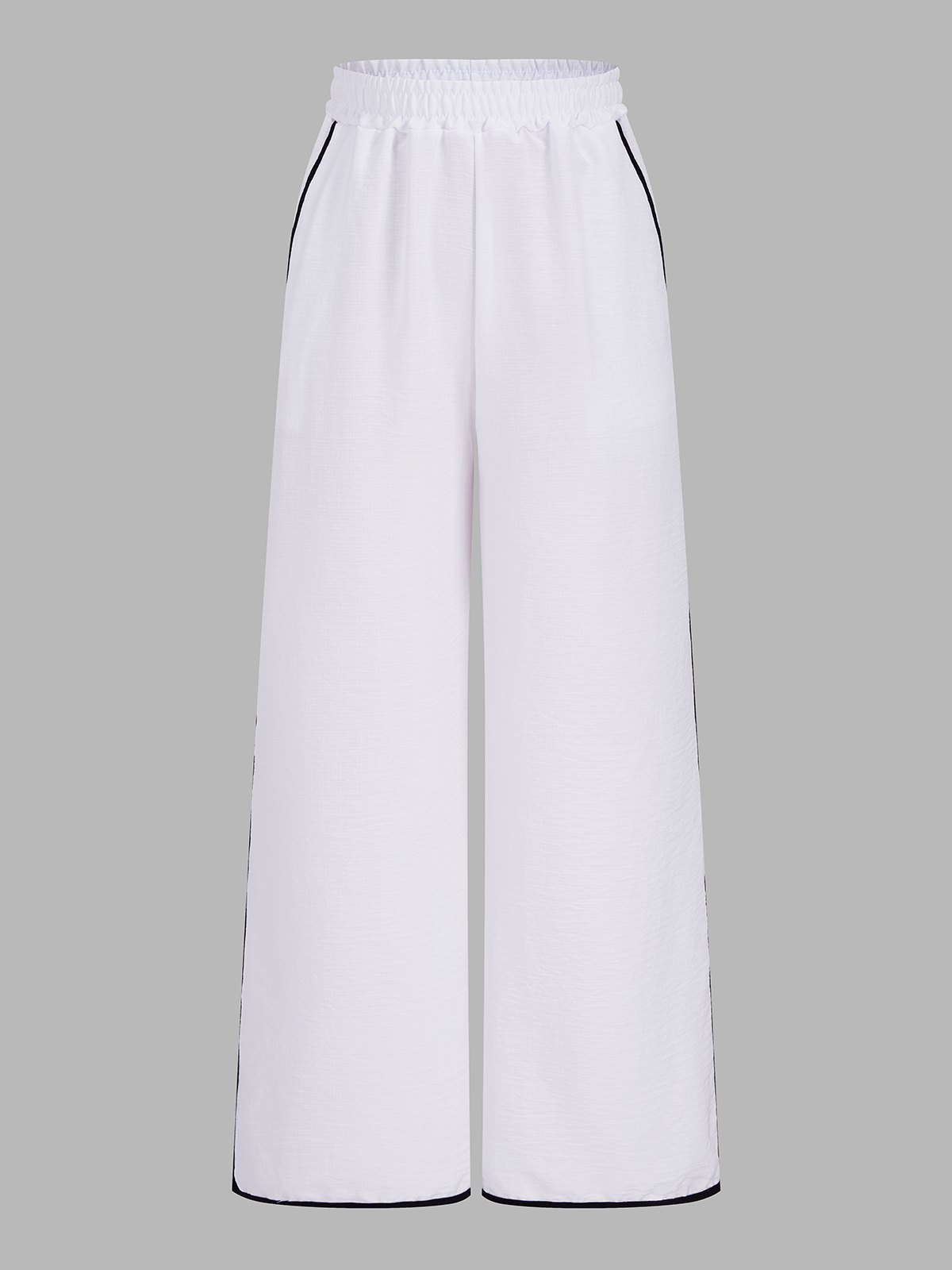 Contrast Trim Top & Elastic Waist Pants Set