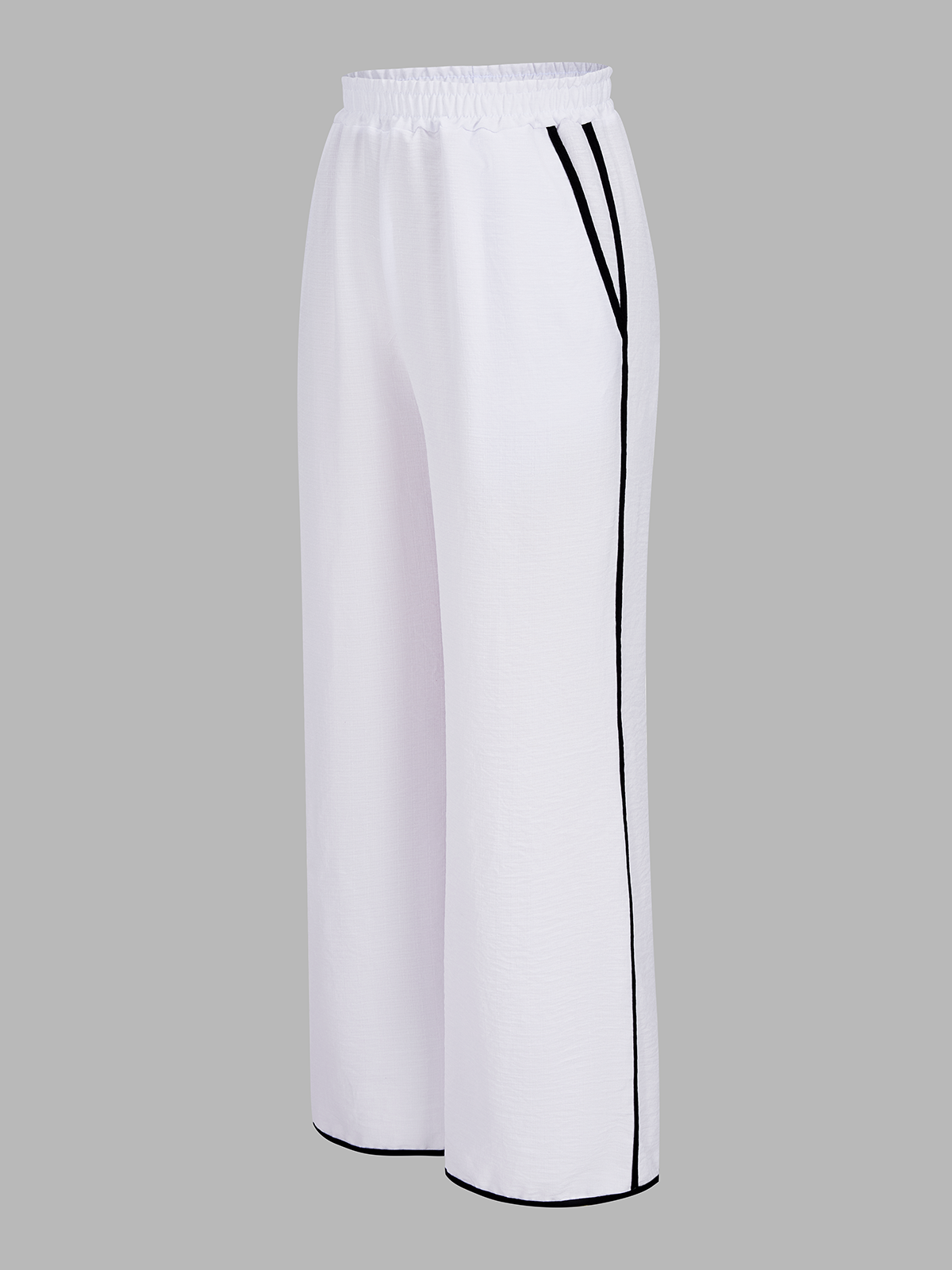 Contrast Trim Top & Elastic Waist Pants Set