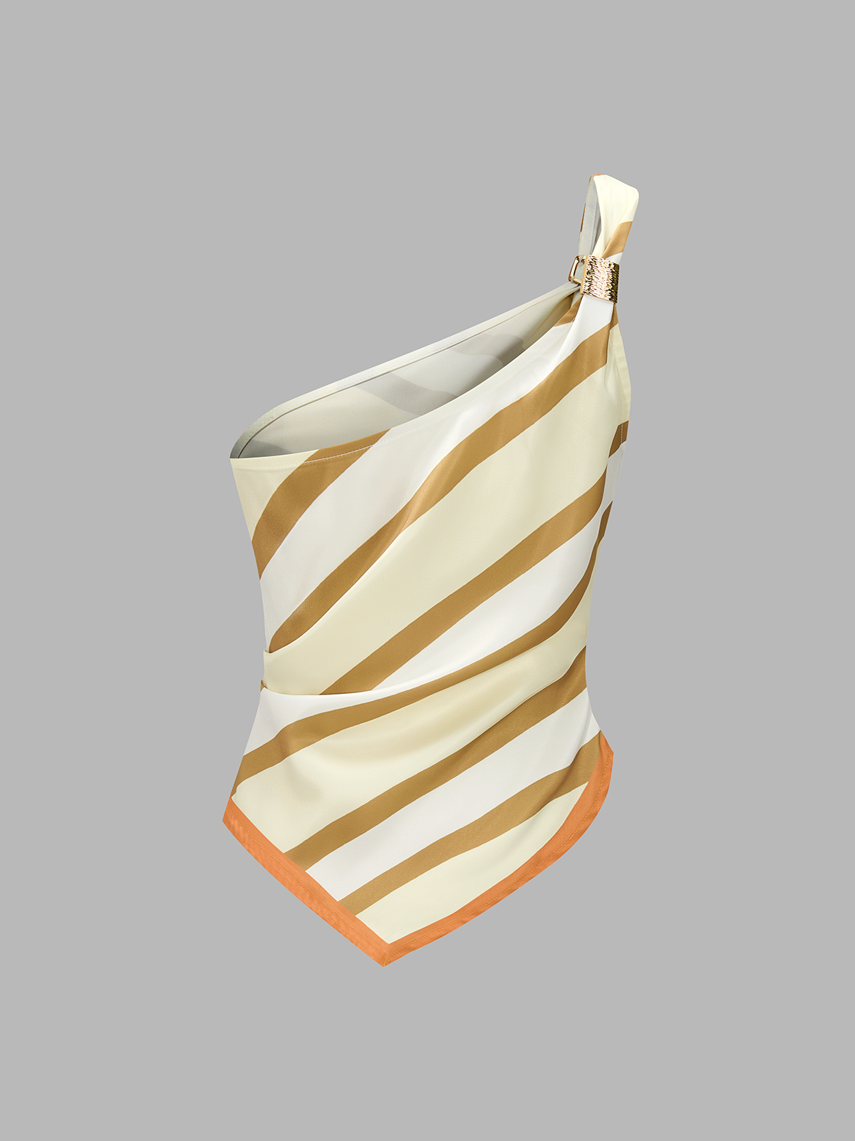 Striped One Shoulder Satin Top & Pants Set