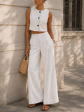 Scallop Edge Pinstripe Vest & Pants Set