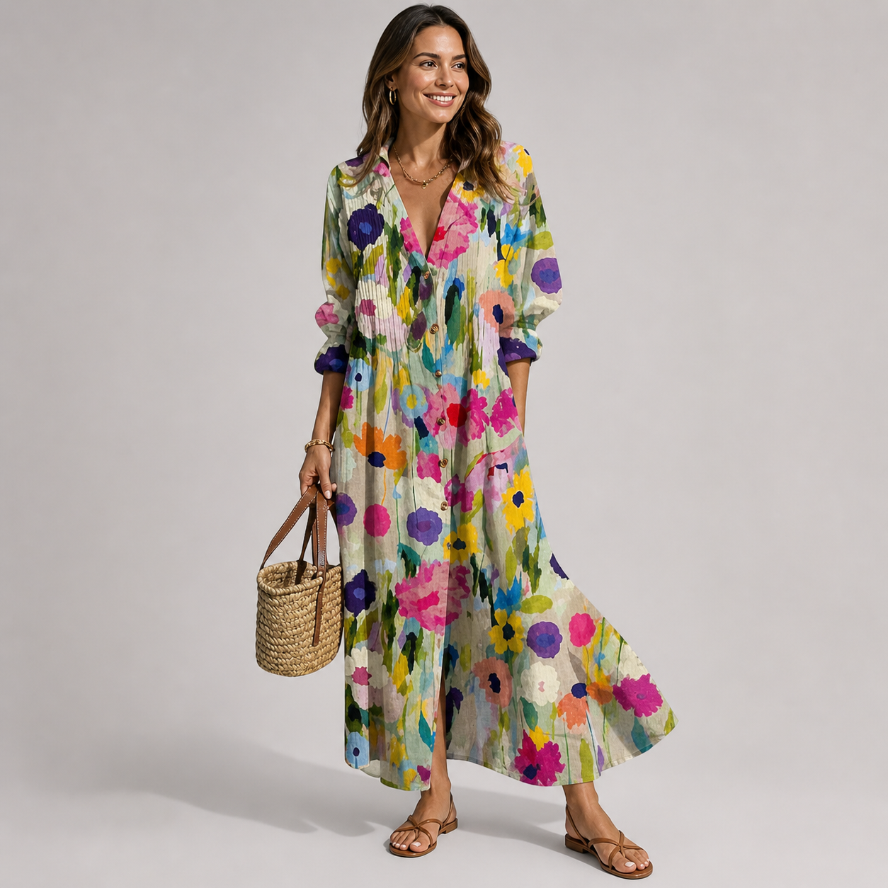 Flattering Maxi Dress with Tummy Coverage