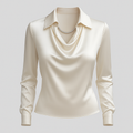 Kendra | Dames Satijnen Blouse met Watervalhals en Lange Mouwen