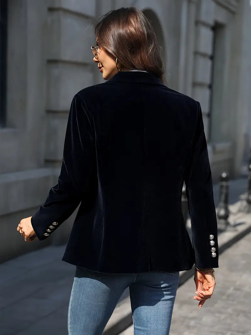 Women’s Velvet Blazer | Gold Buttons