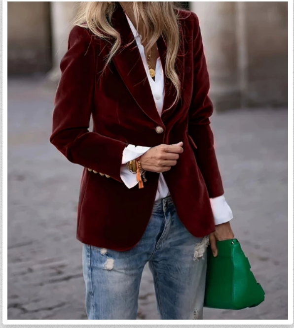 Women’s Velvet Blazer | Gold Buttons