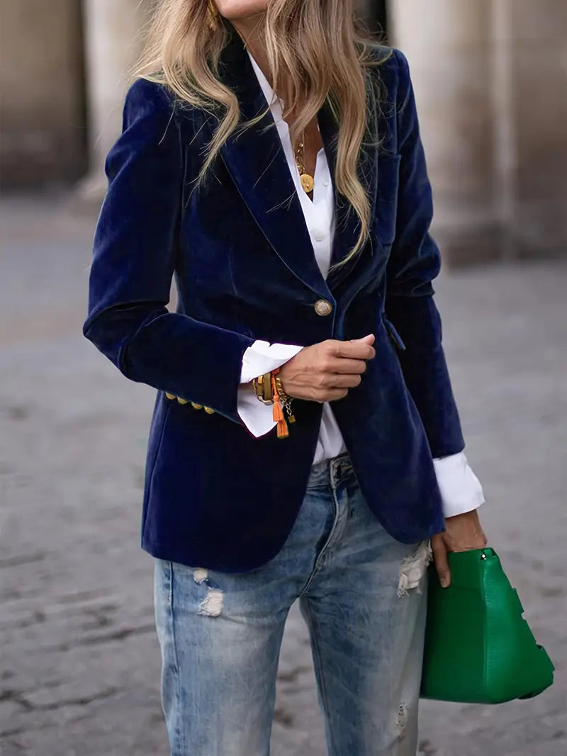 Women’s Velvet Blazer | Gold Buttons