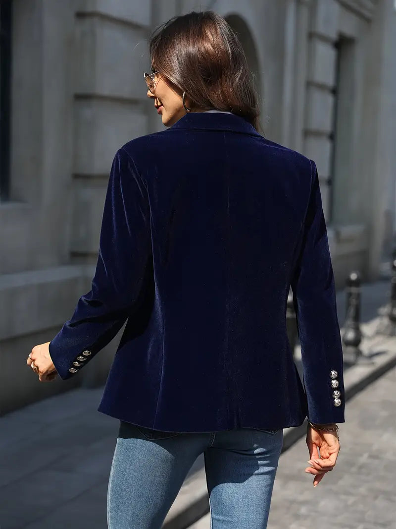 Women’s Velvet Blazer | Gold Buttons