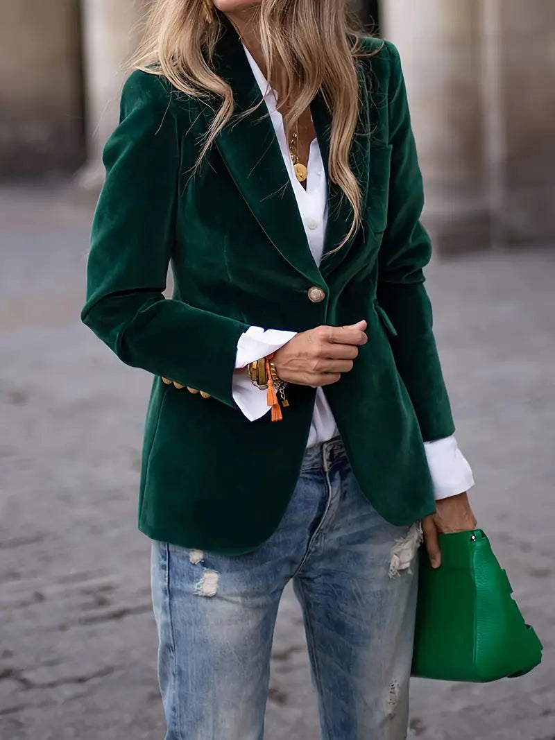 Women’s Velvet Blazer | Gold Buttons