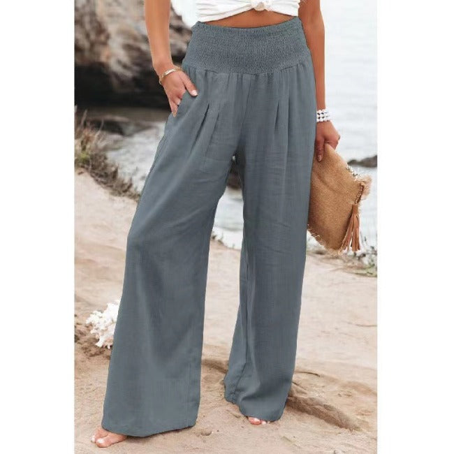 Eloïse | Katoen-Linnen Broek Met Hoge Taille