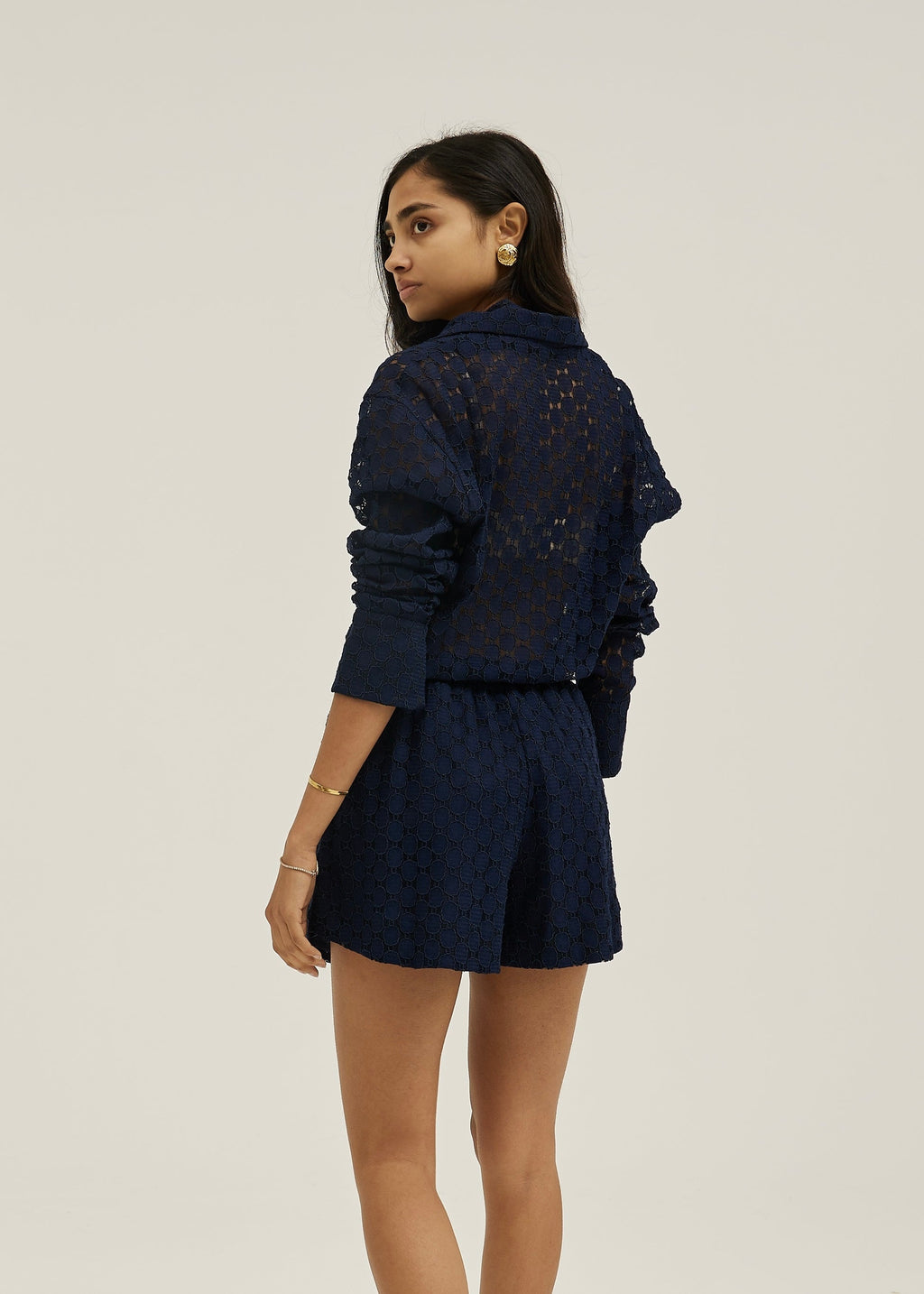 Carolyn Guipure Lace Icon Shorts | Navy