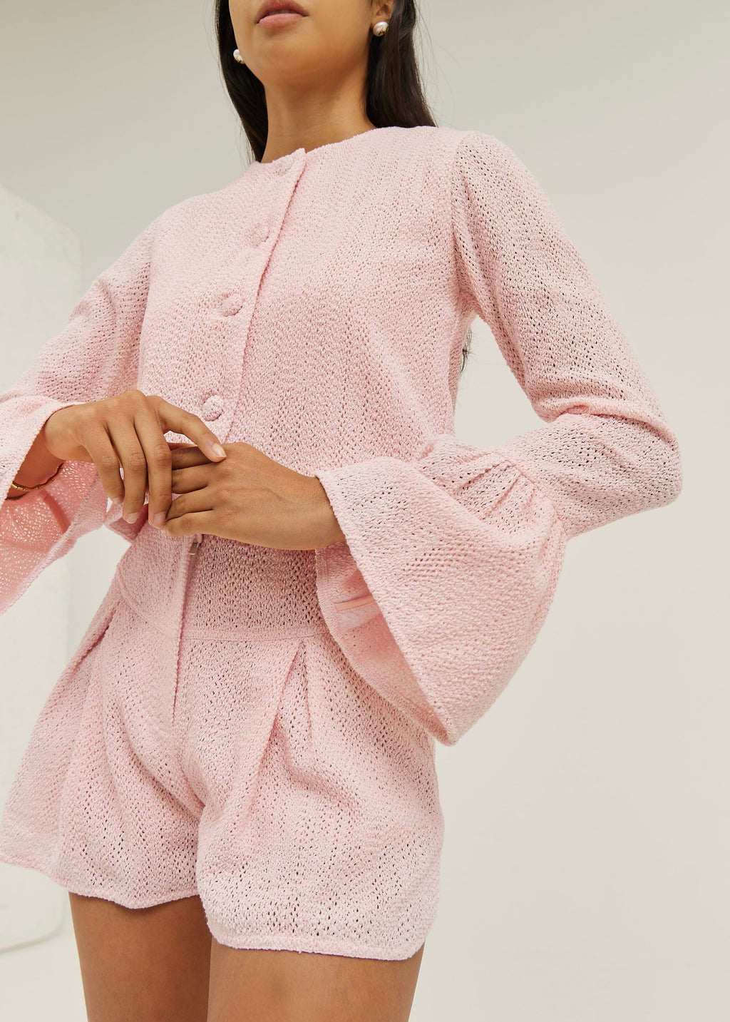 Rita Summer Knit Shorts | Sky Pink