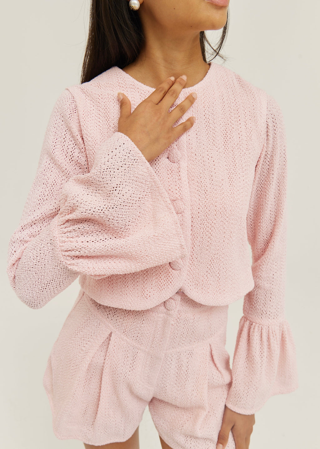 Rita Summer Knit Shorts | Sky Pink
